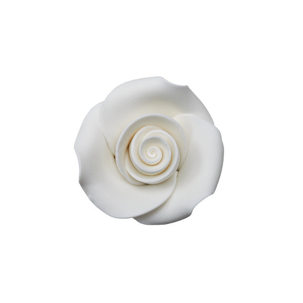 White 1.5" Rose Sugar Soft Premium Edible Decorations - 36 roses per order