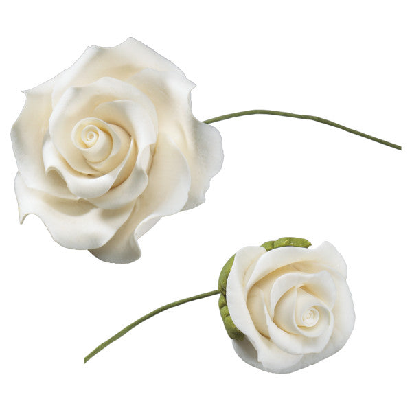 White Roses Assortment Gum Paste Flowers Small and Medium
