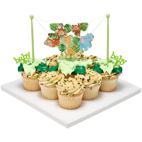 Baby Animals Jungle Banner Cake or Cupcake Layon Topper