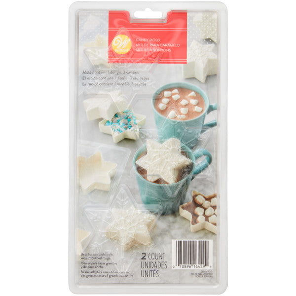 Wilton Snowflake Hot Cocoa Bomb Plastic Candy Mold, 3-Cavity