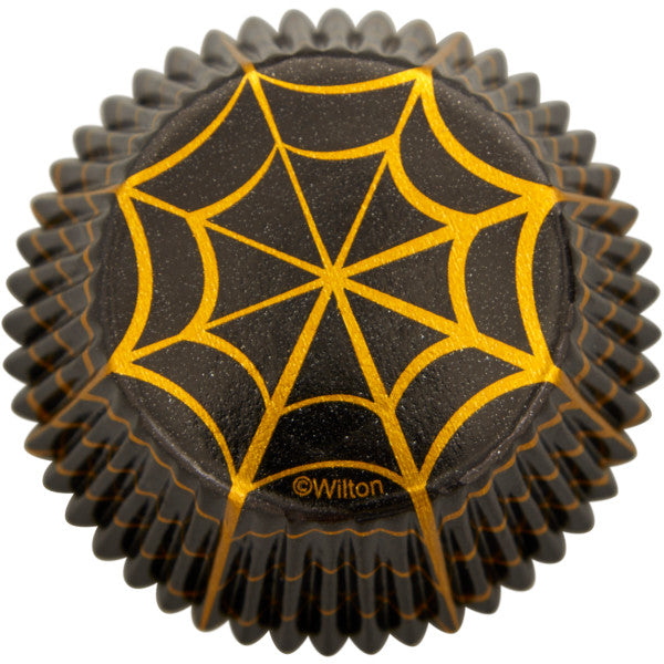 Wilton Gold Foil Spider Web Standard Halloween Cupcake Liners, 24-Count