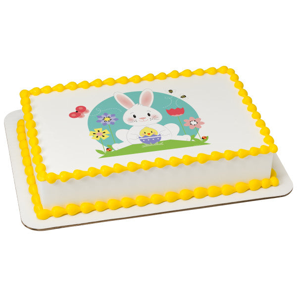 Bunny And Chick Easter Edible Cake Image PhotoCake