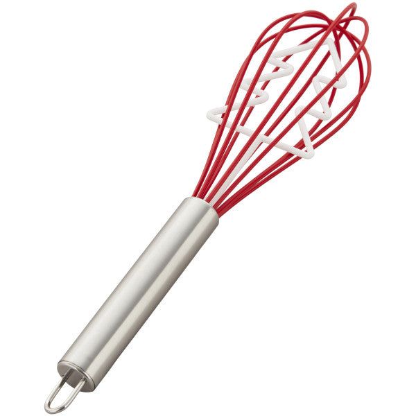 Wilton Christmas Tree Red and White Silicone Whisk with Metal Handle