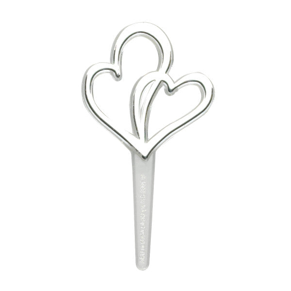 Double Heart Silver Cupcake or Cake Decorating plastic toppers 12 set