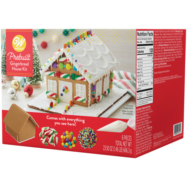 Wilton Pre-Built Christmas Gingerbread House Kit, 6-Piece