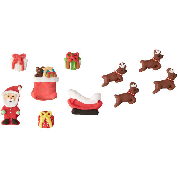 Wilton Gingerbread House Santa's Sleigh and Reindeer Icing Decorations, 10-Count