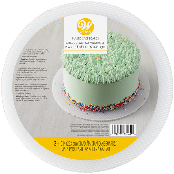 Wilton 10-Inch Cake Round Plastic Cake Boards, 3-Count