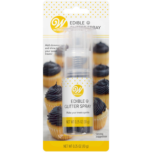 Wilton Black Edible Glitter Spray, 0.35 oz. — Cake and Candy Supply