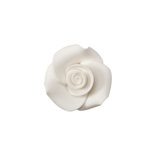 White 1" Rose Sugar Soft Premium Edible Decorations - 48 roses per order