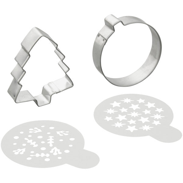 Wilton Merry Christmas Cookie Cutter and Stencil Set, 4-Piece Set