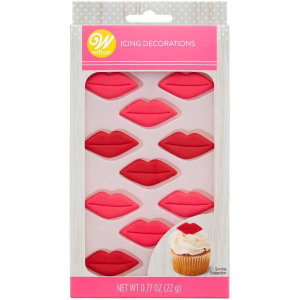 Wilton Valentine's Day Red Lips Royal Icing Decorations, 0.77 oz. (12 Pieces)