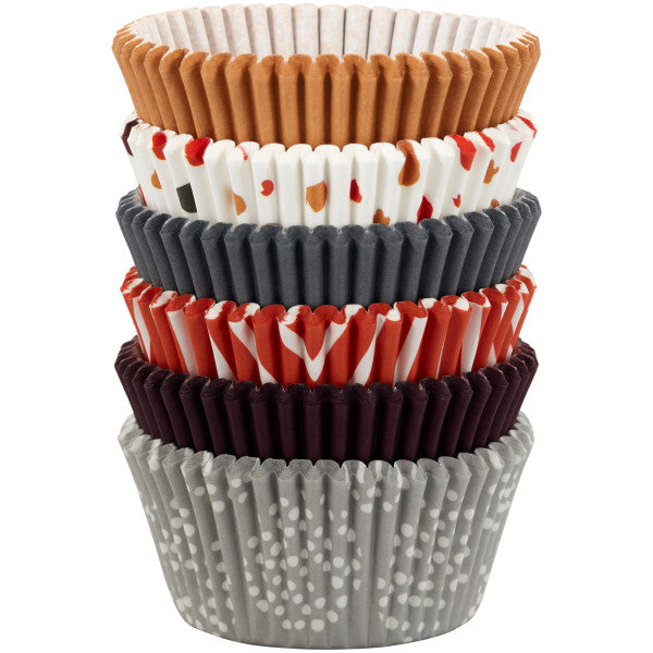 Wilton Brown, Orange, Grey and Neutral Print Standard Baking Cups, 150-Count