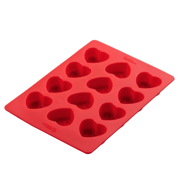Red WILTON Petite Heart Silicone Molds 12 cavity - oven safe to 500°F  Valentine