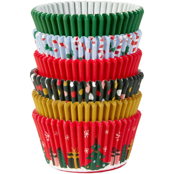 Wilton Christmas 48 Ct Foil Red, Green, Silver, Gold Baking Cups
