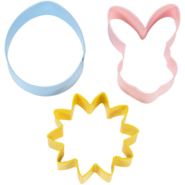 Wilton Easter Flower, Bunny and Egg Metal Cookie Cutter Set, 3-Piece