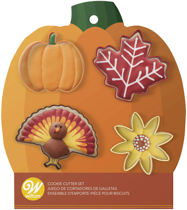 Wilton Pumpkin, Leaf, Turkey and flower Cookie Cutter Fall Set
