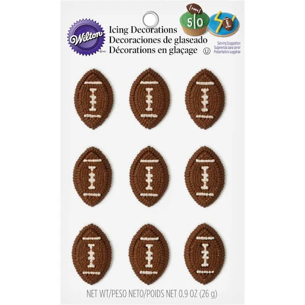 Wilton Football Icing Decorations 9 count