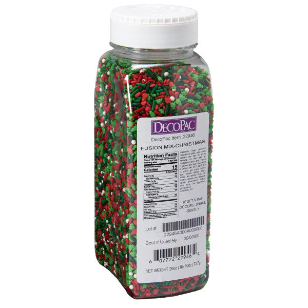 DecoPac Christmas Fusion Mix Sprinkles 26 oz. handheld container