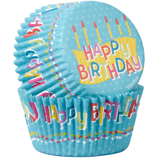 Wilton Happy Birthday Cupcake Liners, 50-Count