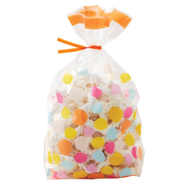 Wilton Yellow, Blue, Pink and Orange Polka Dot Treat Bags and Ties, 20-Count