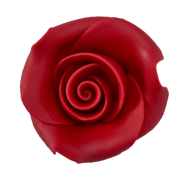 Red 1.5" Rose Sugar Soft Premium Edible Decorations - 36 roses per order