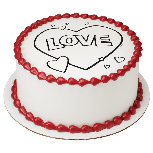 Paintable Love Heart Valentine's Day Edible Cake Image PhotoCake®