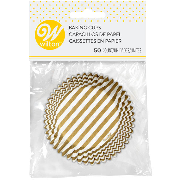 Wilton Gold Stripes Cupcake Liners, 50-Count
