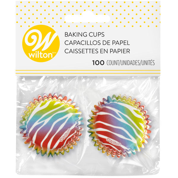 Wilton Rainbow Zebra Print Mini Baking Cases, 100-Count