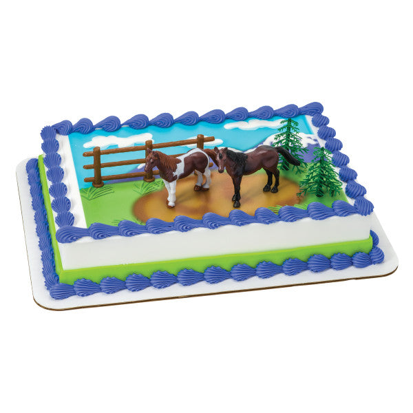 Horses, trees, and Fence Birthday Cake Kit 3 Piece