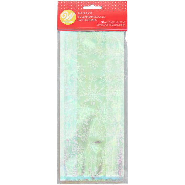 Wilton Clear Iridescent Winter Snowflake Treat Bags and Ties, 10-Count