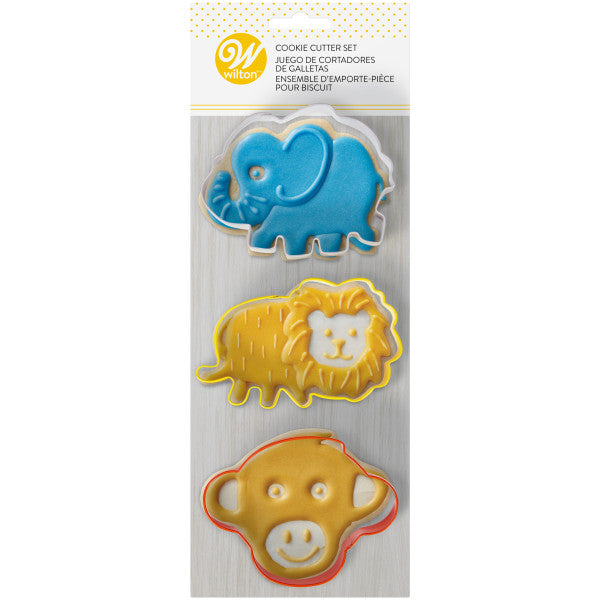Wilton Safari Cookie Cutter Set, 3-Piece (Elephant, Lion & Monkey)