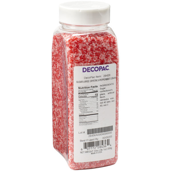 Large Red and White Peppermint Flavored Crystal Sugar Decorations Mix Sprinkles 33 oz. handheld container