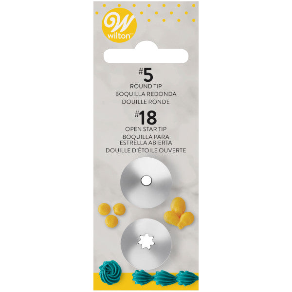 Wilton Open Star and Round Cake Decorating Tip Set, 2-Piece