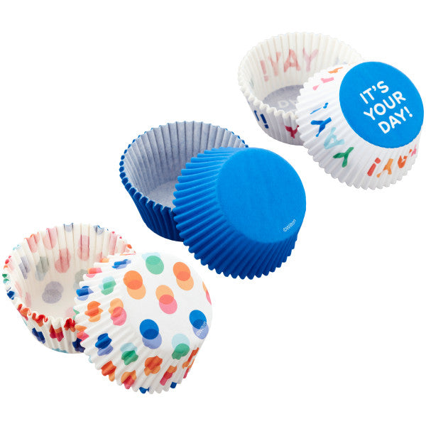 Wilton Blue, Polka Dot and It's Your Day Baking Cups, 75-Count