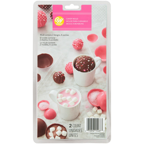 Wilton Valentine's Day Hot Cocoa Bomb Plastic Candy Mold, 6-Cavity