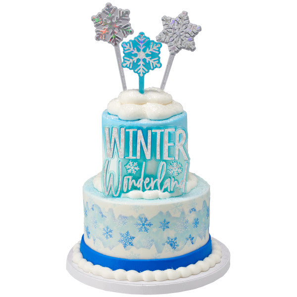 Snowflakes Skewer themed Cupcake Cake Decorating pics 12 set