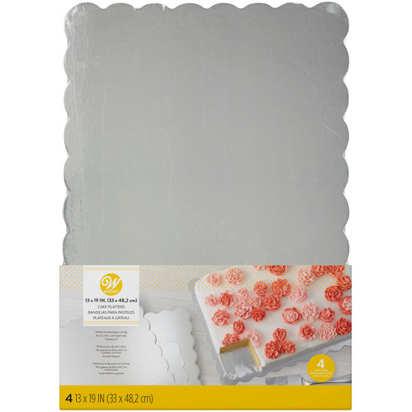 Wilton Silver 13 x 19-Inch Cake Platters, 4-Count — Cake and Candy Supply