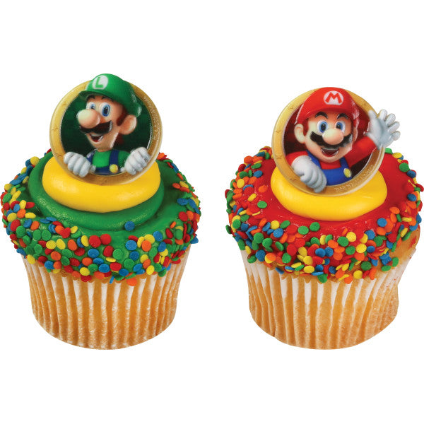 Super Mario with Mario & Luigi Cupcake Rings set of 12