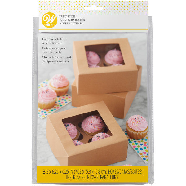 Wilton 4-Cup Cardboard Cupcake Box, 3-Count