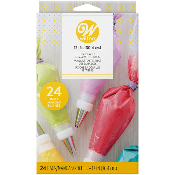 Wilton 12-Inch Disposable Decorating Bags, 24-Count Cake Piping Bags