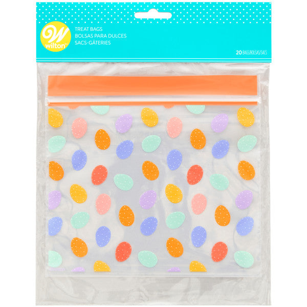 Wilton Colorful Easter Eggs Clear Resealable Spring Treat Bags, 20-Count