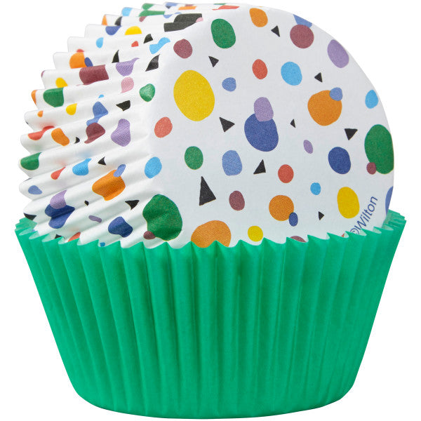 Wilton Geometric Print and Solid Green Cupcake Liners, 75-Count