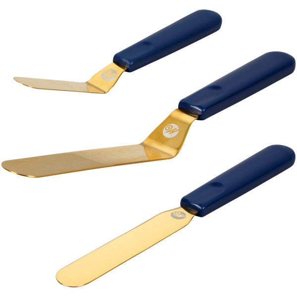 Wilton Navy Blue and Gold Icing Spatula Set, 3-Piece