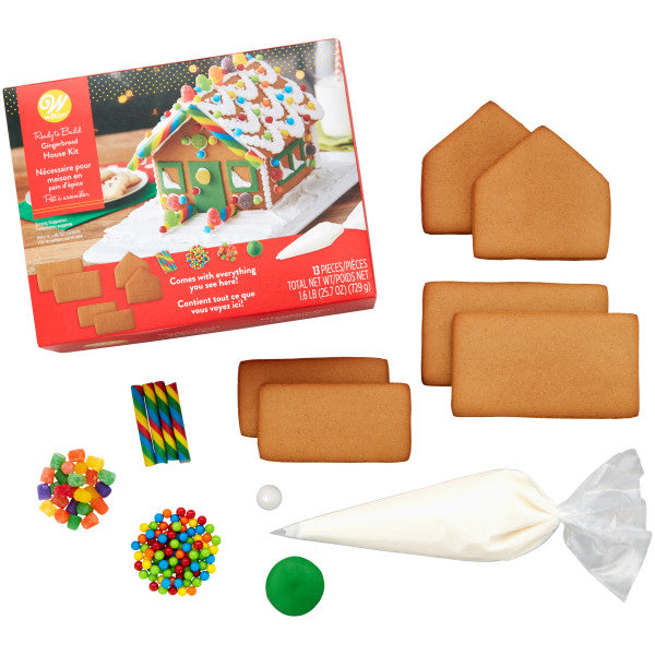 Wilton Ready to Build Bright Gingerbread House Kit, 13-Piece