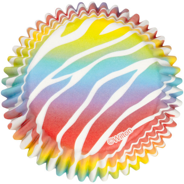 Wilton Rainbow Zebra Print Standard Cupcake Liners, 75-Count