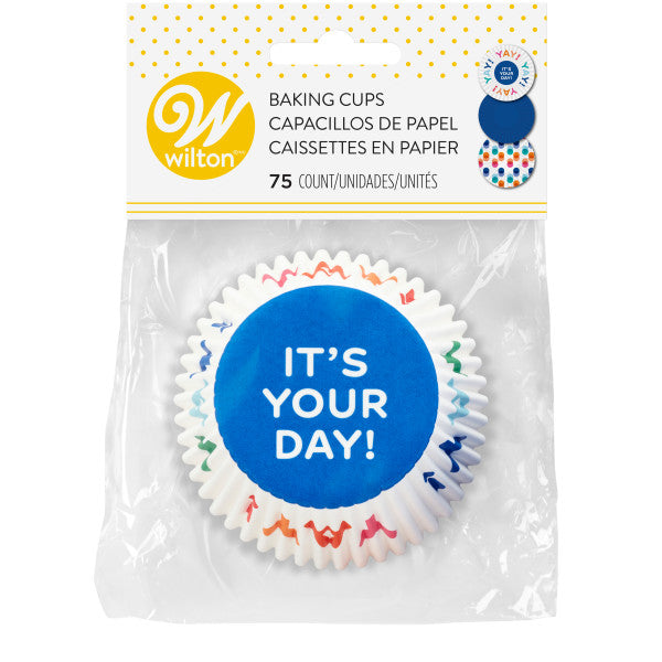 Wilton Blue, Polka Dot and It's Your Day Baking Cups, 75-Count
