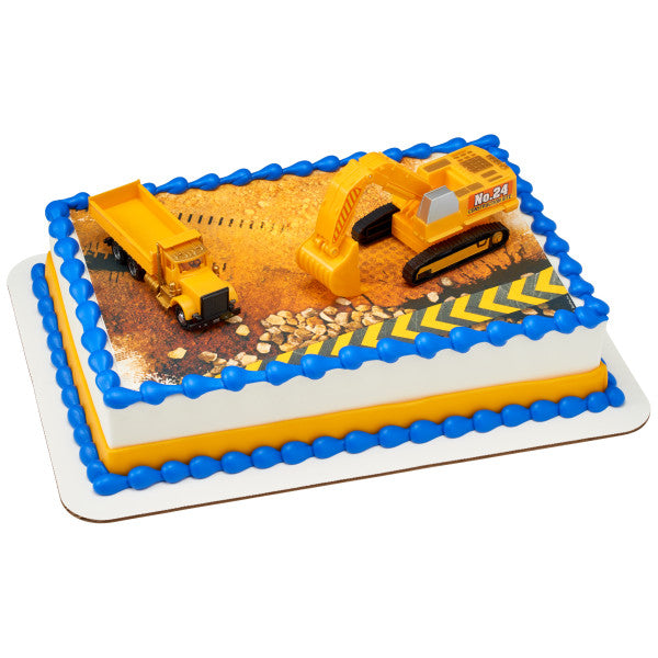 Construction Dig excavator and dump truck Cake Decorating Kit