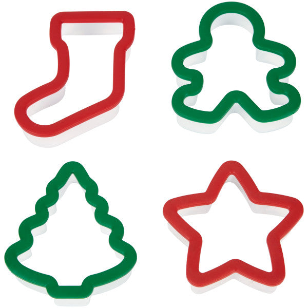 Wilton Grippy Christmas Cookie Cutters, 4-Piece Set