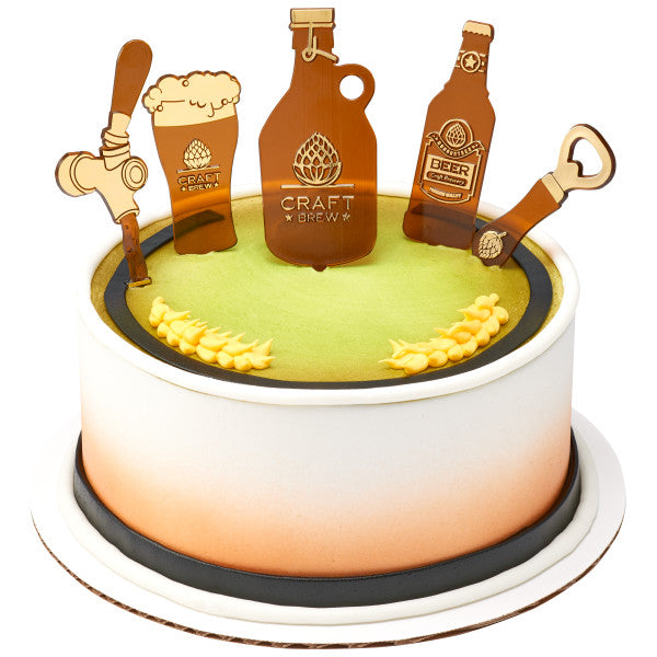 Craft Brew Bourbon Beer Tap Bottle Opener Glass Jug Set Cake Kit