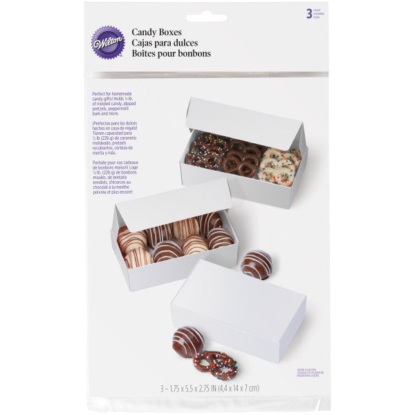 Rectangle Candy Boxes Wilton Candy Boxes White Rectangle. 3-Count — Cake and Candy Supply
